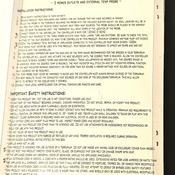 Reptile Heating & Lighting System with Temperature Probe - Picture 3 of 3